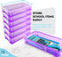 Enday Pencil Case Purple, Plastic Stackable Assorted Color Box, Large Capacity School & Office Supplies