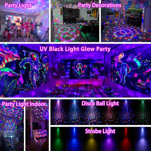 YINPKTEO 6 Party Lights Disco Ball Light,Dj Disco Light Sound Activated LED Light Colors for Home Room Dance Parties