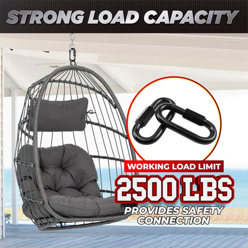 2PCS 4.2” Heavy Duty Chain Quick Links, 2500 LBS Weight Capacity, Durable, Anti-Rust, High Strength Chain Connector, Carabiner for Big Chain Connecting, Hammock Hanging, Hiking, Camping