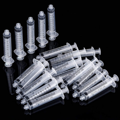 TecUnite 20 Pack Syringe Without Needle, Plastic Curved Syringes for Epoxy Resin and Craft