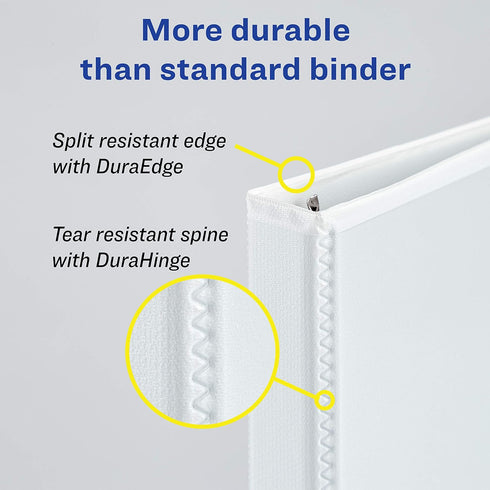 Avery Durable View Binder, 3-Inch Slant Ring, Holds 8.5 x 11 Inch Paper, White, 1 Binder (17042)