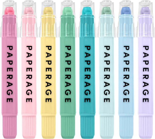 PAPERAGE Gel Highlighters – No Bleed & Smudge Free, Pastel Highlighters, Assorted Colors, 8 Count