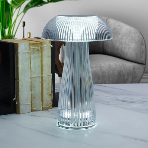6.9x6.9x10.2 Inch Mikasa Clear Acrylic Mushroom LED Rechargeable Cordless Lamp