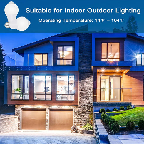 Motion Sensor Light Bulbs, 9W A19 LED, 60W Equivalent, E26 800lm 5000K Daylight, Dusk to Dawn, 2 Pack for Indoor Outdoor