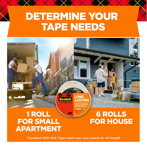 Scotch Long Lasting Shipping and Storage Tape with Dispenser, 1.88 in. X 54.6 Yd., 4-Pack