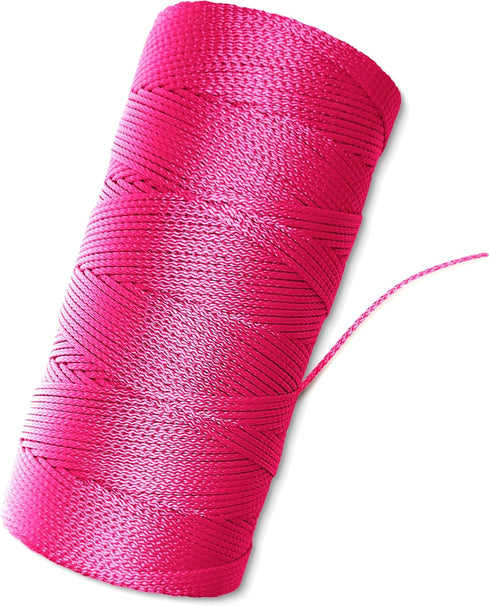 Pink Mason Line String Line - #18 Braided Nylon String, 1,000 Ft Length for Gardening or Masonry Tools