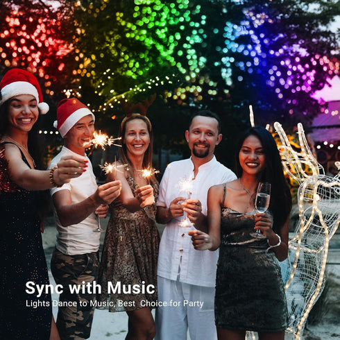 33ft 100 Dimmable Brizled Christmas String Lights, LED Color Changing Christmas Lights with Remote, RGB Christmas Tree