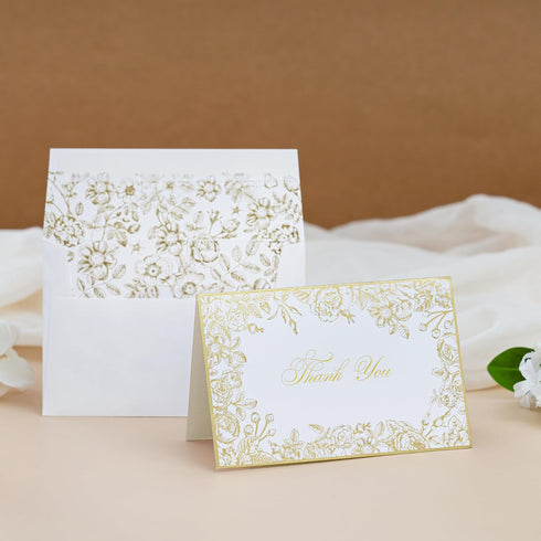 50 Pack 4x6 Inches ponatia Floral Thank You Cards With Envelopes, Gold Foil Greeting Notes with Envelopes & Stickers
