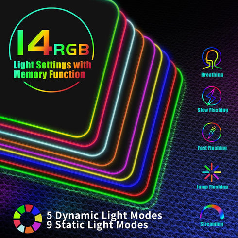 RGB Gaming Mouse Pad with 15W Wireless Charging - Extra Large LED Mousepad, Ergonomic Design