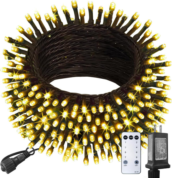 HeKation Christmas Led Lights Outdoor, 100ft 300 Led Warm White Christmas String