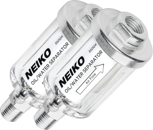 NEIKO 30252A Water and Oil Separator for Air Line, 2 Pack, 1/4" NPT, 90 PSI