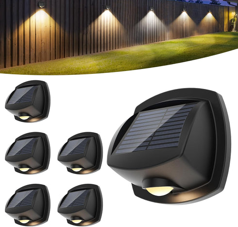 IP65, 3 Decor-6 Pack SOLPEX Solar Lights Outdoor Waterproof Solar Stair Lights Outdoor for Fence, Deck, Step, Dual