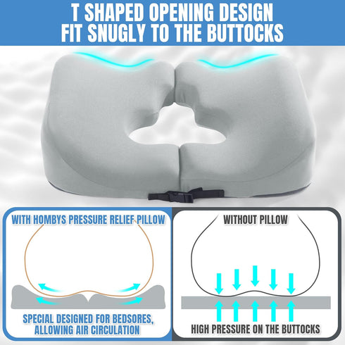 Tailbone HOMBYS Memory Foam Bed Sore Cushions for Butt, Bedsore Pressure Relief Pillow for Sleeping and Sitting