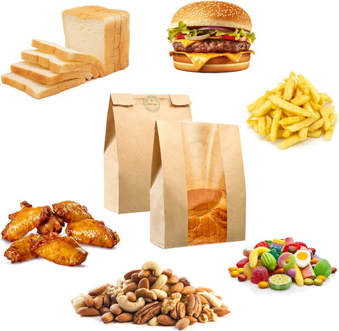 50 50% 13.7x8.2x3.7in 60 Pcs Bread Bags for Homemade Bread, Sourdough Paper With Window, Thicker A Large Bakery Bags