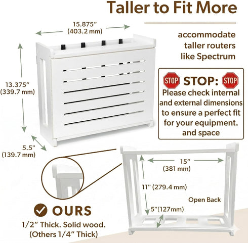 Gadget Garage 11" Wooden WiFi Router Storage Box - Standard Wall Mountable Decorative Modem Shelf Hider Cover