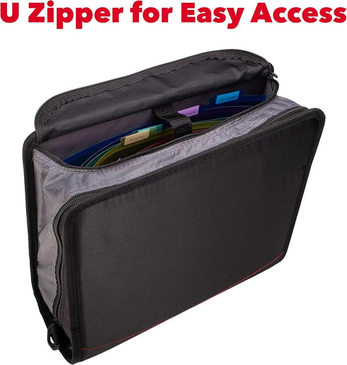 Case it King Size Mighty Zip Tab Binder, 3 Rings, 4" Capacity, 11 X 8.5, Purple