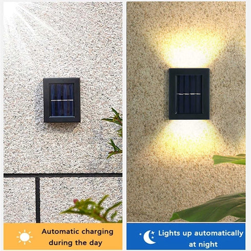 4 Pack,Illuminate IP65 ASLIDECOR Solar Wall Lights UP Down Outdoor Sunlight Sensor Lamp Waterproof LED Modern Deck