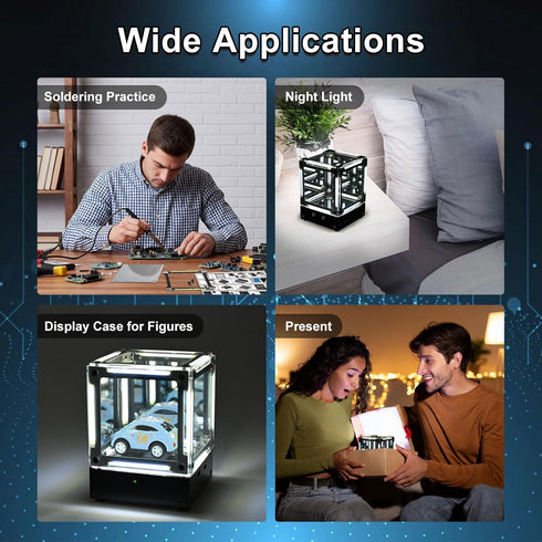 Lumenrix Soldering Project, DIY Night Light Soldering Practice Kit, Adjustable LED Brightness Light Mode Magic Cube