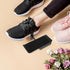 Vaguelly Adjustable Black Metal Wall Mount Shoe Rack for Floating Sneaker Display Shelves, Narrow Shoe Storage Holder