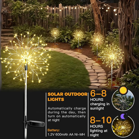 2Pack 150LED suddus Solar Garden Lights Outdoor Waterproof Decorative, Firework Lights, Solar Fairy Lights for Yard