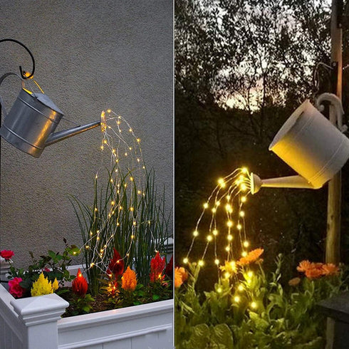 1 Pack 8 Modes Solar Waterfall Lights, 200 LED Outdoor Waterproof String Lights for Garden