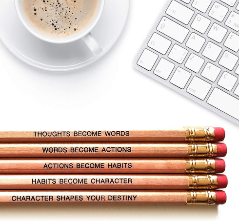 Fresh Prints of CT Gandhi Quote - Inspirational Pencils with Funny and Motivational Sayings for School