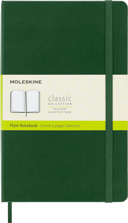 Moleskine Classic Notebook, Hard Cover, Large (5" x 8.25") Plain/Blank, Myrtle Green, 240 Pages