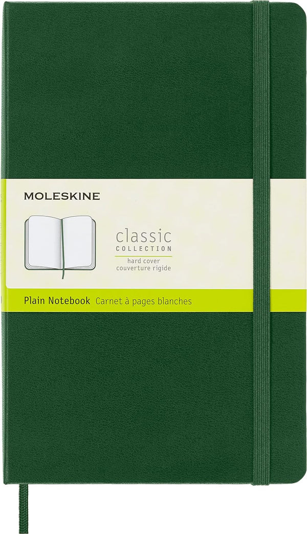Moleskine Classic Notebook, Hard Cover, Large (5" x 8.25") Plain/Blank, Myrtle Green, 240 Pages