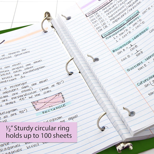BAZIC 3 Ring Binder - 1/2" Economy View Binders Organizer, Green, Round Ring, Hold 100 Sheets Paper, for School Office