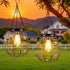 Hanging Solar Lantern Lights, Solar Chandelier Outdoor Waterproof Vintage Copper Outdoor Hanging