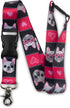 Limeloot French Bulldog Premium Wide Lanyard, Breakaway Release Buckle & Flat Ring, Frenchie Design