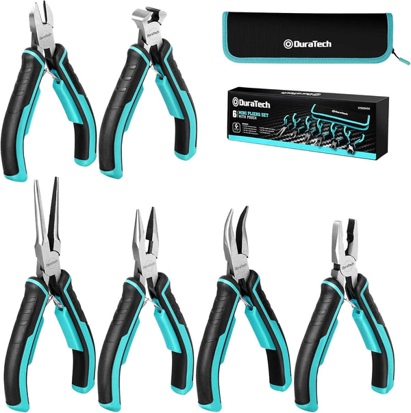 DURATECH Mini Pliers Set, 6PCS Jewelry Pliers Set, CRV Construction, Includes Needle