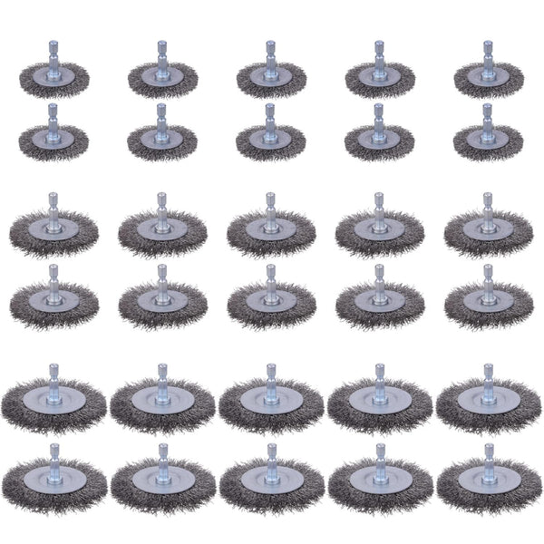 Rocaris 30 Pack Carbon Steel Wire Wheel Brush with 1/4-Inch Hex Shank,