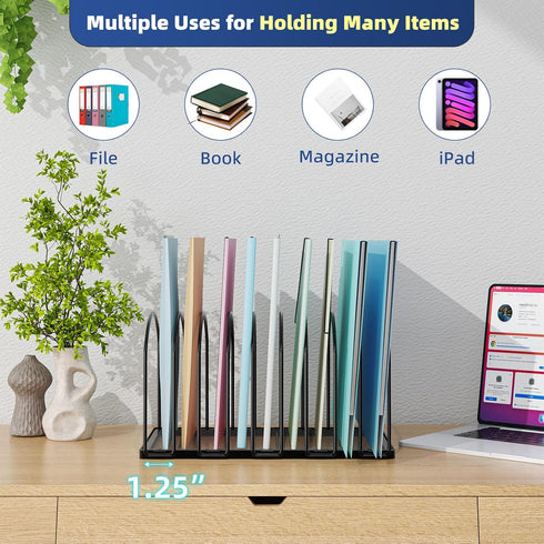 Simple Trending 9 Section Metal File Sorter Organizer for Desk, Home Office, Black