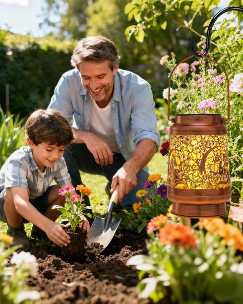 Dragon Decor Solar Lanterns - Waterproof Hanging Lights for Outdoor Garden Patio Lawn Pathway Metal Yard Lighting