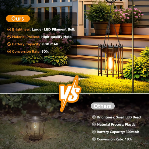2 Pack KOOPER Solar Lanterns Outdoor Waterproof, Upgraded Bright Hanging Solar Lights Outdoor Lanterns Decorative, Auto