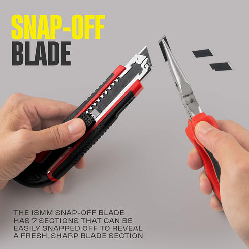 Berkling 18mm Retractable Utility Knife - 4x SK2H Snap Off Black Spare Blades (18mm 1 PACK)
