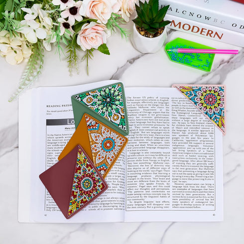 4 WIVICO pcs Diamond Painting Bookmarks, DIY Diamond Art Kits for Adults, Book Corner - Protecting Bookmark Craft