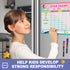 Magnetic Reward Chart for Kids, Dry Erase 13” X 17” Multiple Kids Refrigerator Star Behavior Chore Chart for Home,