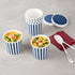 Restaurantware Bio Tek 12 Ounce Soup Containers, 25 Durable Disposable Blue and White Paper Soup Bowls
