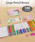 Sooez 6 Pack Extra Large Plastic Pencil Box, Clear Marker Organizer with Lid, Stackable Storage for Art