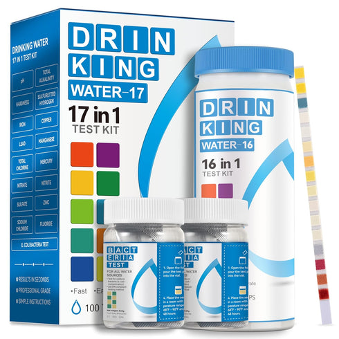 Complete Water Testing Kits for Drinking Water, 100 Strips + 2 Bacteria Tester Kits, 17 in 1 Testing Strips