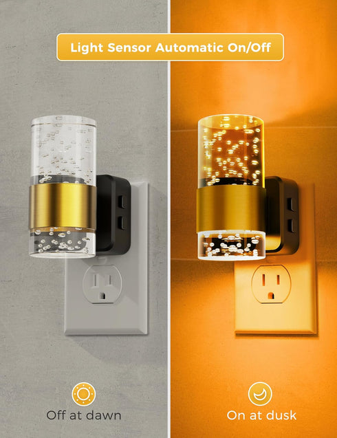 2 Pack Night Lights Plug into wall, Color Changing Night Light with Rotatable Plug, Dusk to Dawn Light Sensor