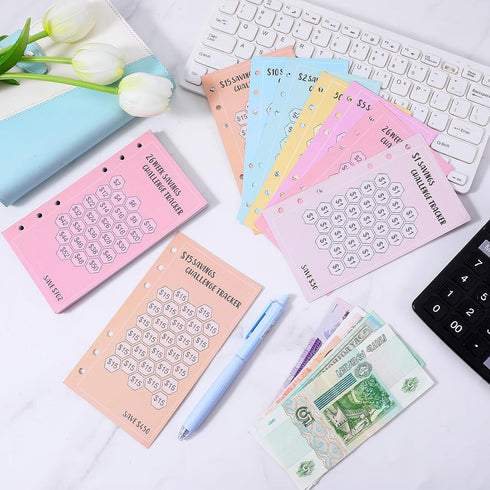 SynHHergyx 48 6 A6 Sheets Money Saving Challenge Binder Trackers, Ring Binder Savings Challenge, Reusable Budget