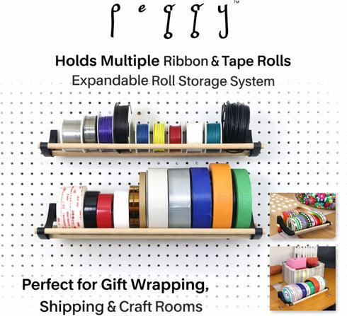 12 (3PK PEGGY Pegboard Accessory Hook and Dowel Organizer Storage for Tape, Steel Wire Spools, Ribbon, Crafts, Hobby