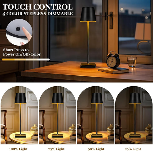 Waterproof,2000mAh Dimming Livinlarge Cordless Table Lamps,Rechargeable Outdoor Solar LED Lamp,Portable USB Desk Lamp