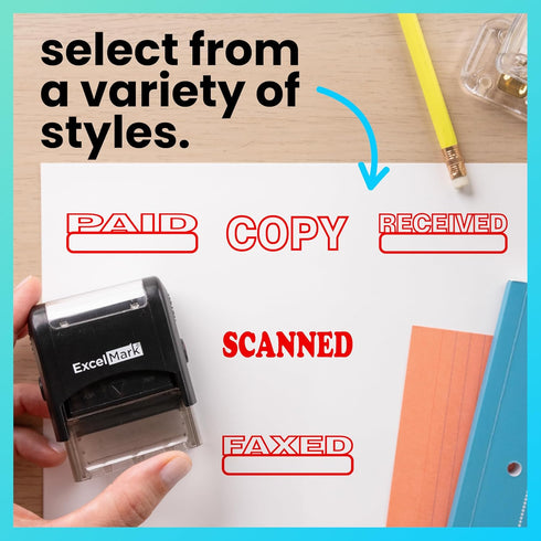 ExcelMark FAXED Self Inking Rubber Stamp, Red Ink