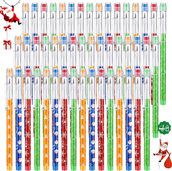 Christmas Stackable Pencils Bulk with Eraser, Multi Point Stackable Push Pencils for School Supplies (48 Pcs)