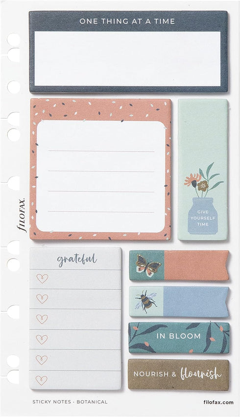 Filofax Accessory, Botanical Collection, Repositionable Sticky Notes, Set of 8 Note Pads, 25 Sheets Each (B132816)