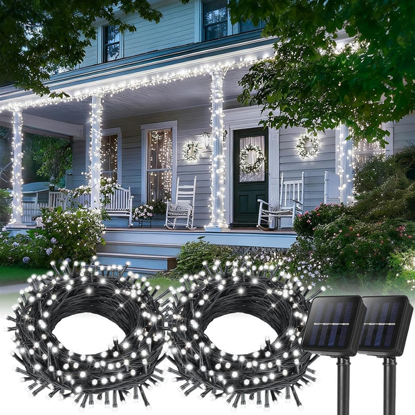 SFNDOU 2 Pack Solar String Lights for Outside,Each 33Ft 100 LED Solar String